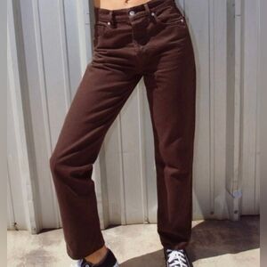 NWT Revice Brown Ex-Boyfriend In the Mood Jeans Sz.32 Straight Leg Button Fly
